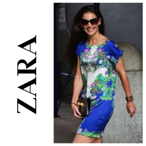 Zara Dresses & Skirts - ZARA Dress Tunic Blue Floral Print Size Small